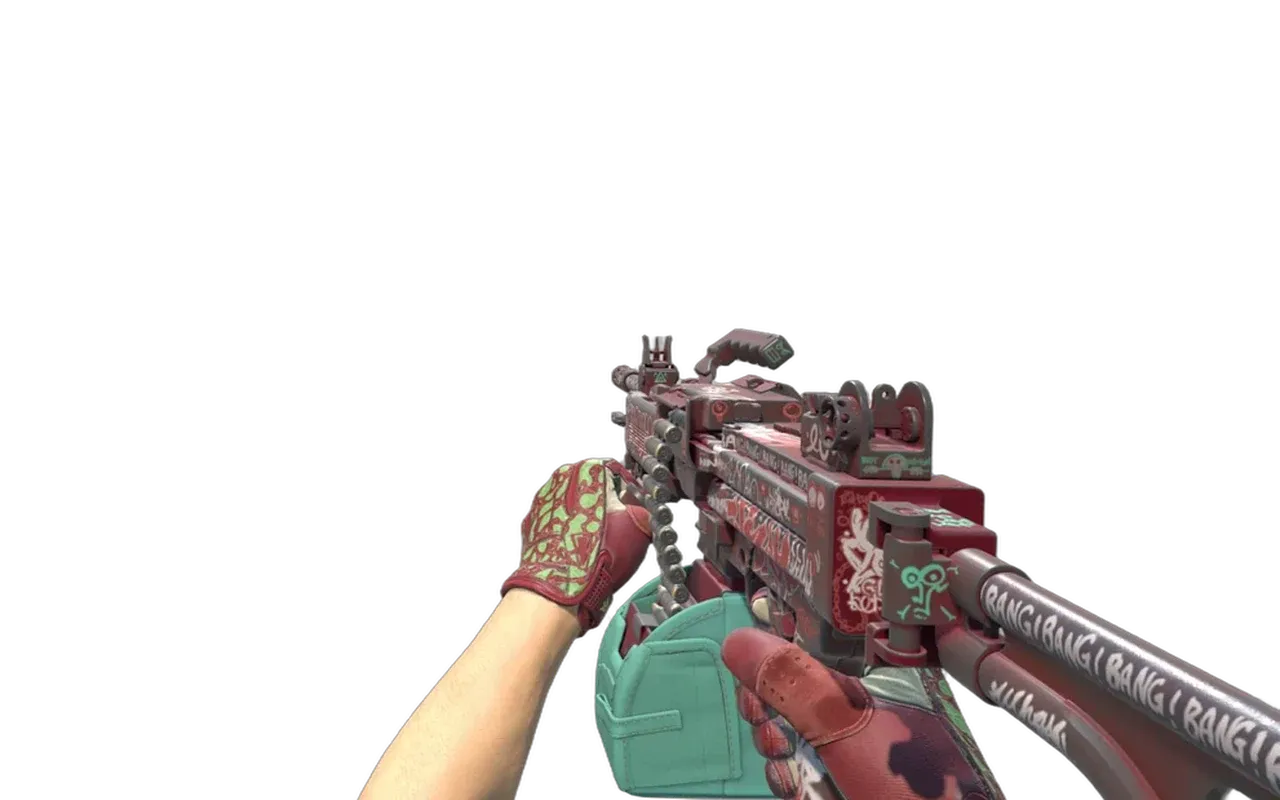 Negev Wall Bang with Bronze Morph Sport Gloves CS2 skin combo