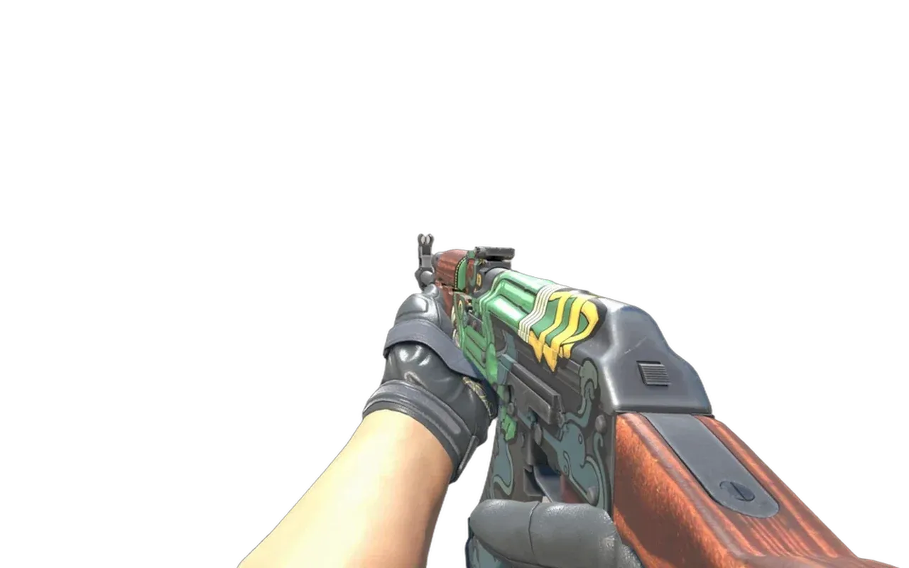 AK-47 Fire Serpent with Smoke Out Moto Gloves CS2 skin combo