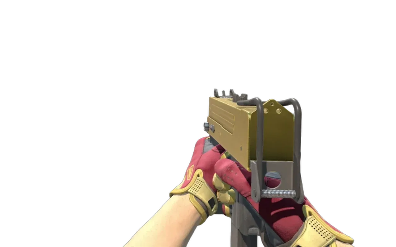 MAC-10 Gold Brick with Occult Sport Gloves CS2 skin combo