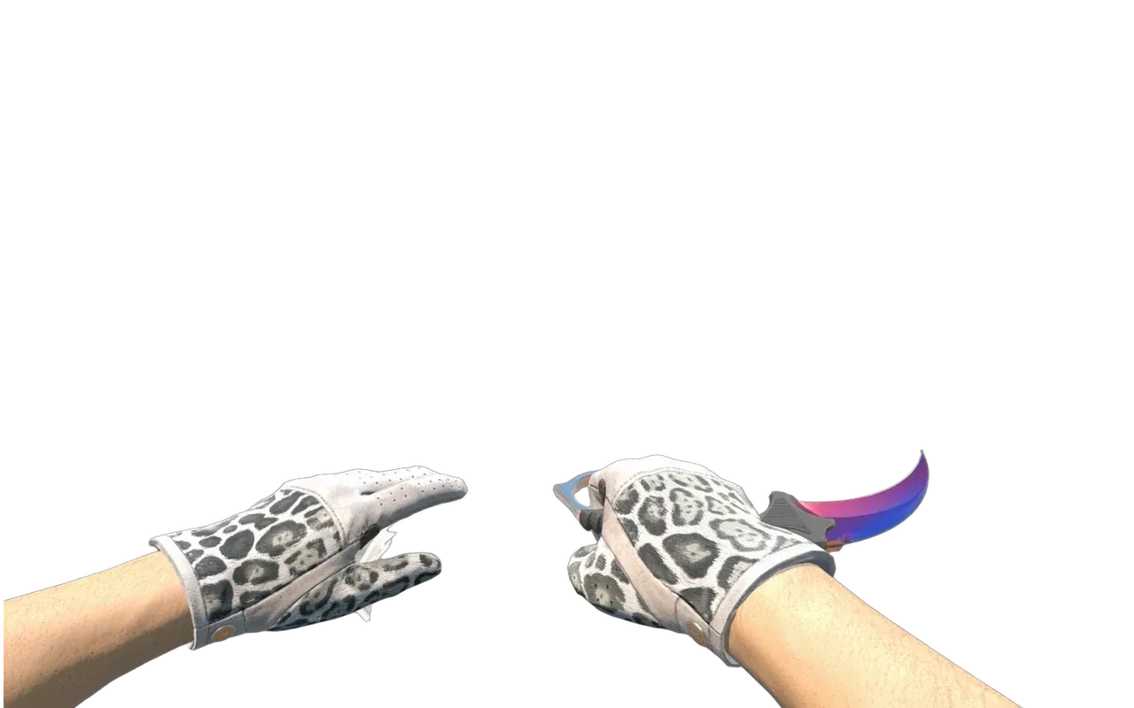 Karambit Fade with Snow Leopard Driver Gloves CS2 skin combo