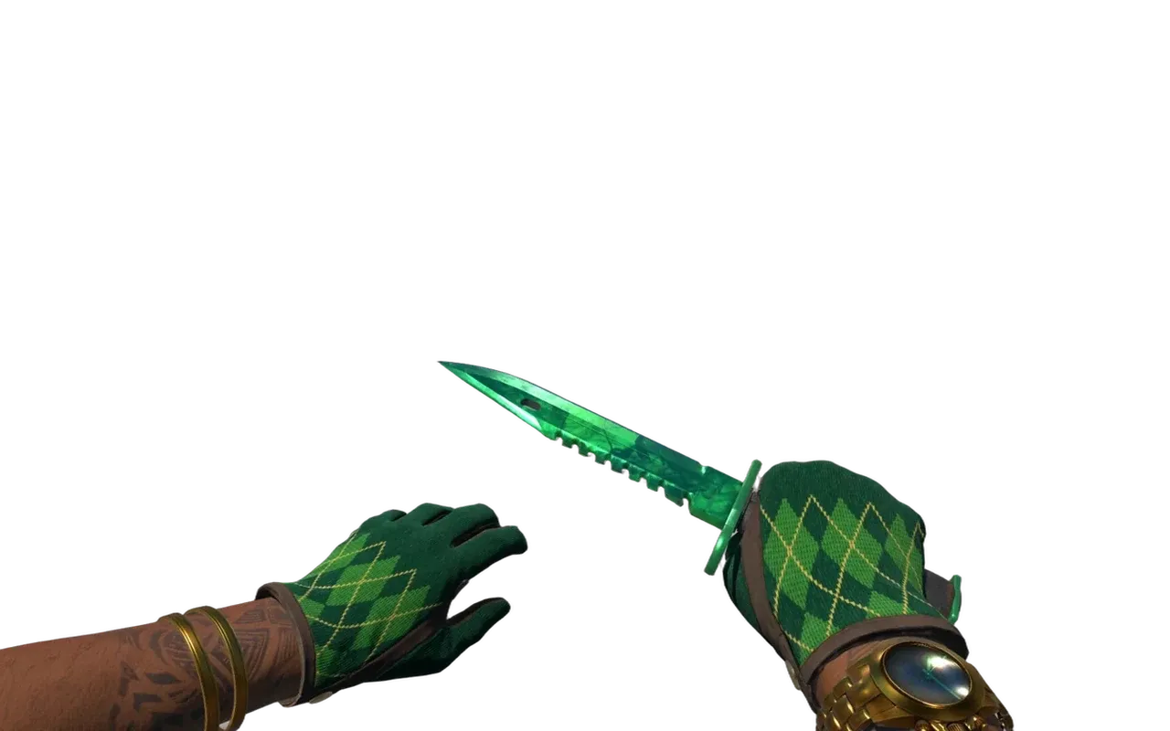 M9 Bayonet Gamma Doppler Emerald with Hand Sweaters Driver Gloves CS2 skin combo