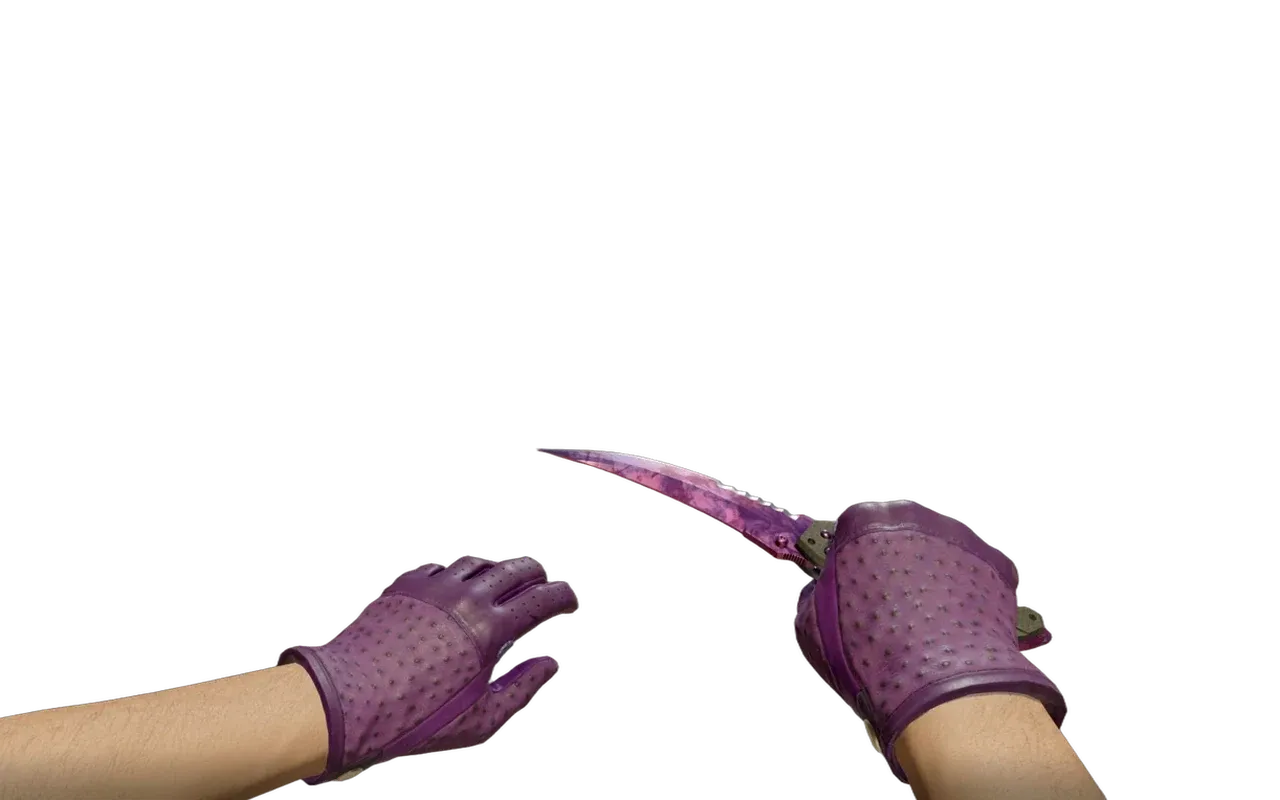 Flip Knife Doppler Phase 2 with Plum Quill Driver Gloves CS2 skin combo