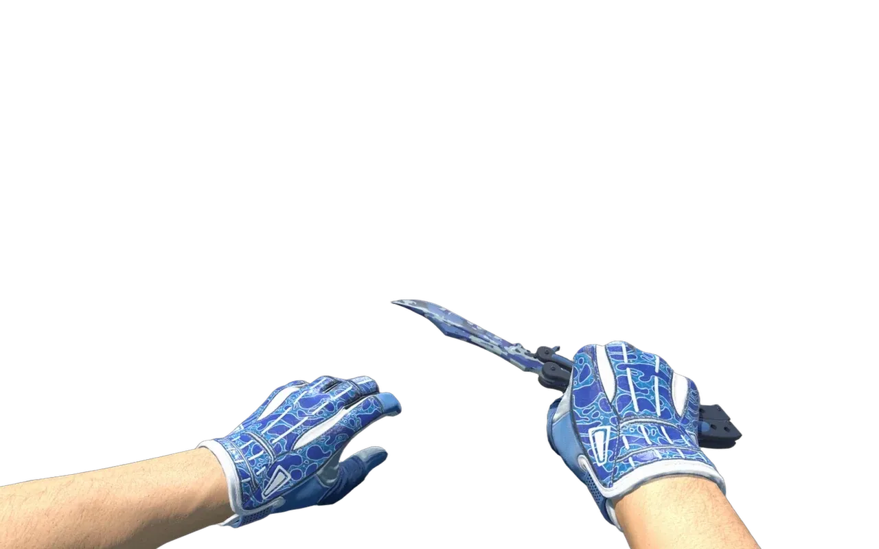 Butterfly Knife Bright Water with Amphibious Sport Gloves CS2 skin combo