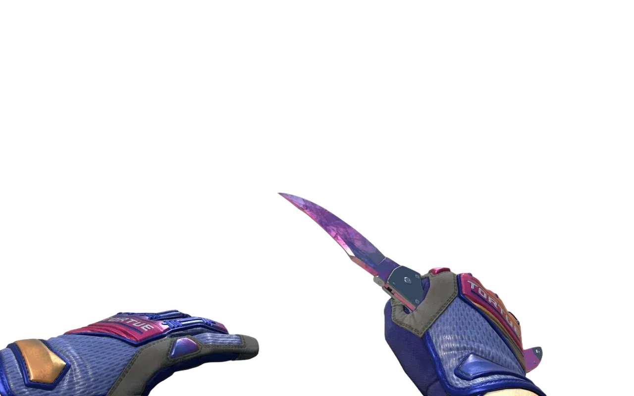 Falchion Knife Doppler Phase 2 with Fade Specialist Gloves CS2 skin combo
