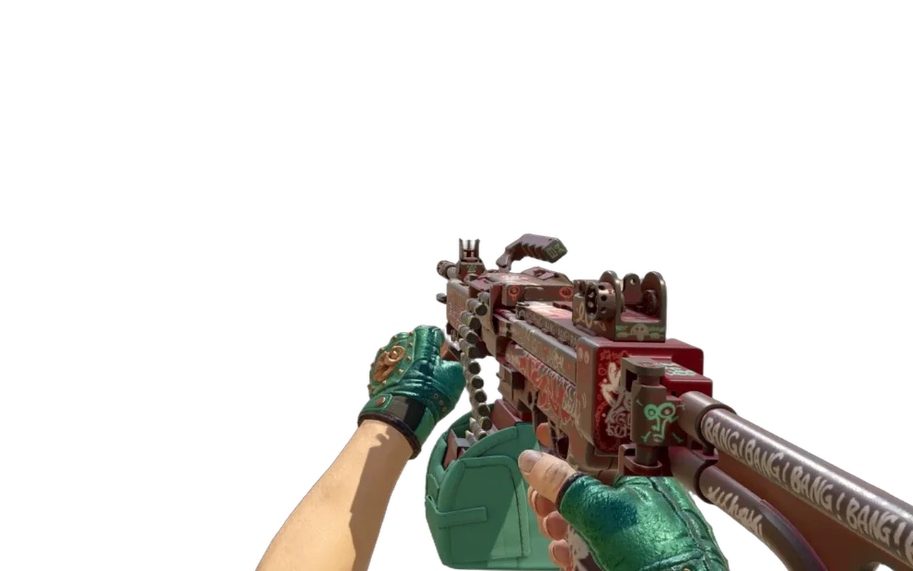 Negev Wall Bang with Jade Broken Fang Gloves CS2 skin combo