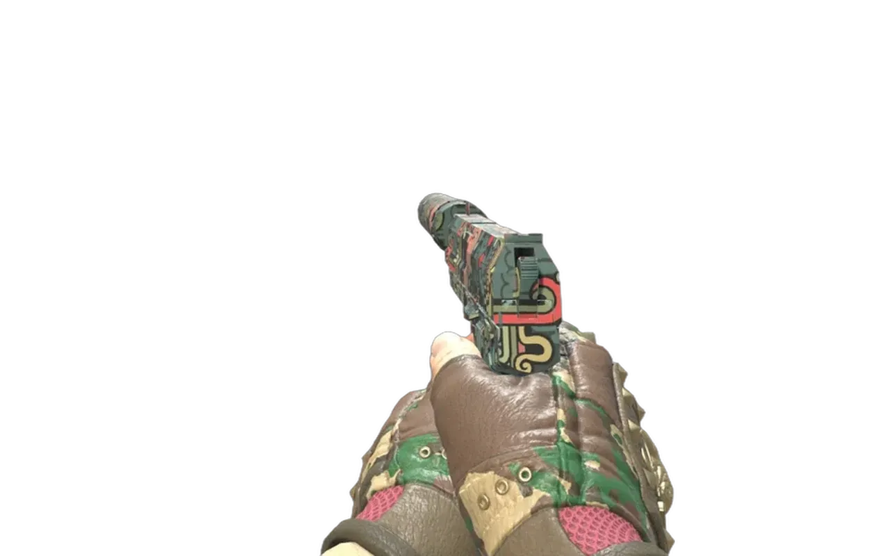 USP-S Ancient Visions with Guerrilla Bloodhound Gloves CS2 skin combo