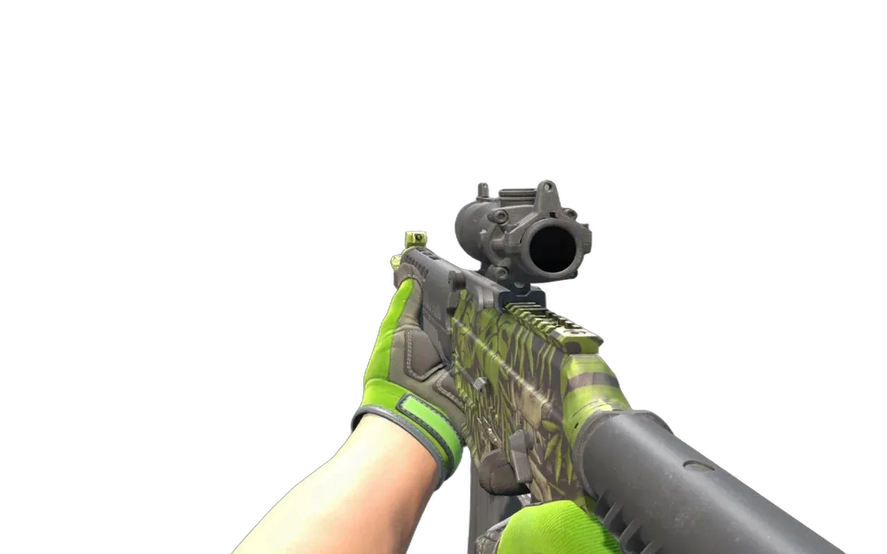 SG 553 Lush Ruins with Emerald Web Specialist Gloves CS2 skin combo
