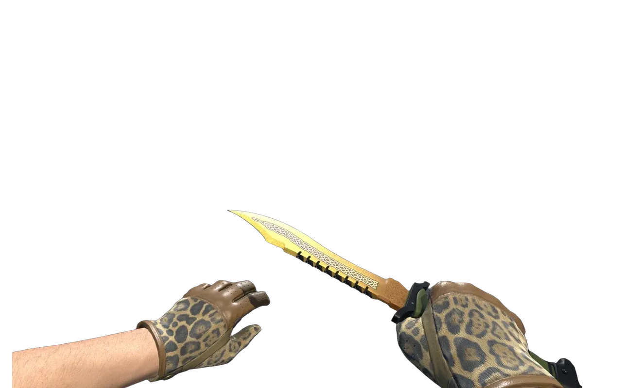 Bowie Knife Lore with Queen Jaguar Driver Gloves CS2 skin combo