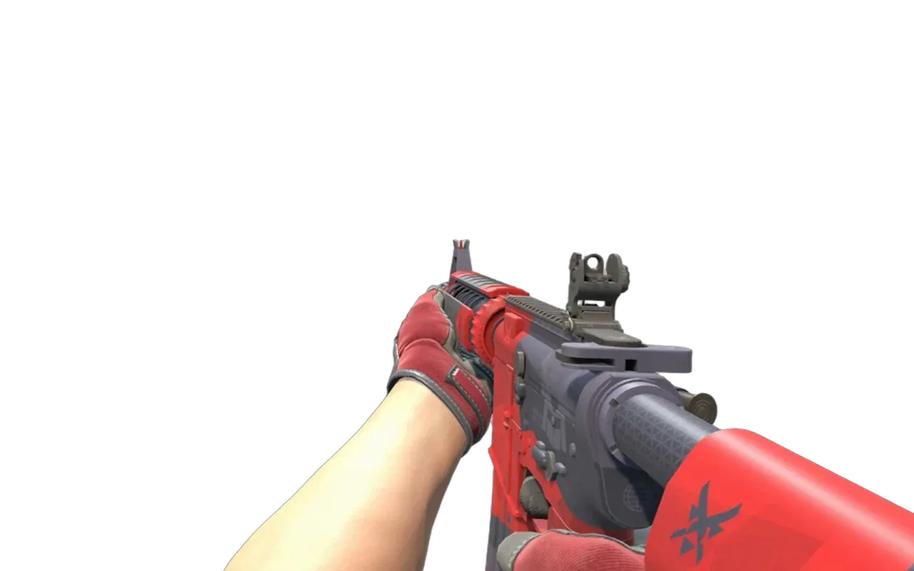 M4A4 Evil Daimyo with Crimson Web Specialist Gloves CS2 skin combo
