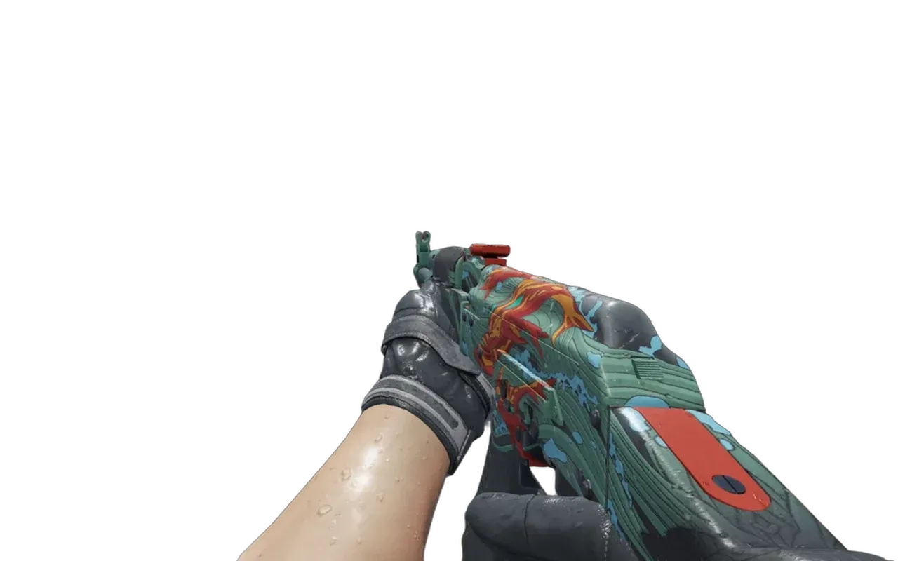 AK-47 Aquamarine Revenge with Smoke Out Moto Gloves CS2 skin combo
