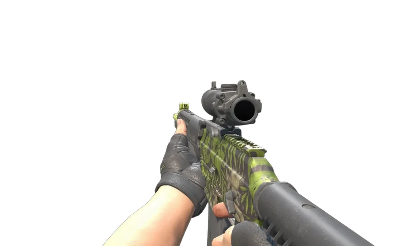 SG 553 Lush Ruins with Emerald Hydra Gloves CS2 skin combo