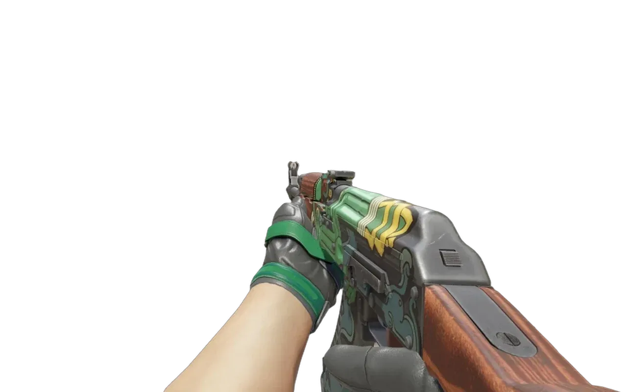 AK-47 Fire Serpent with Turtle Moto Gloves CS2 skin combo