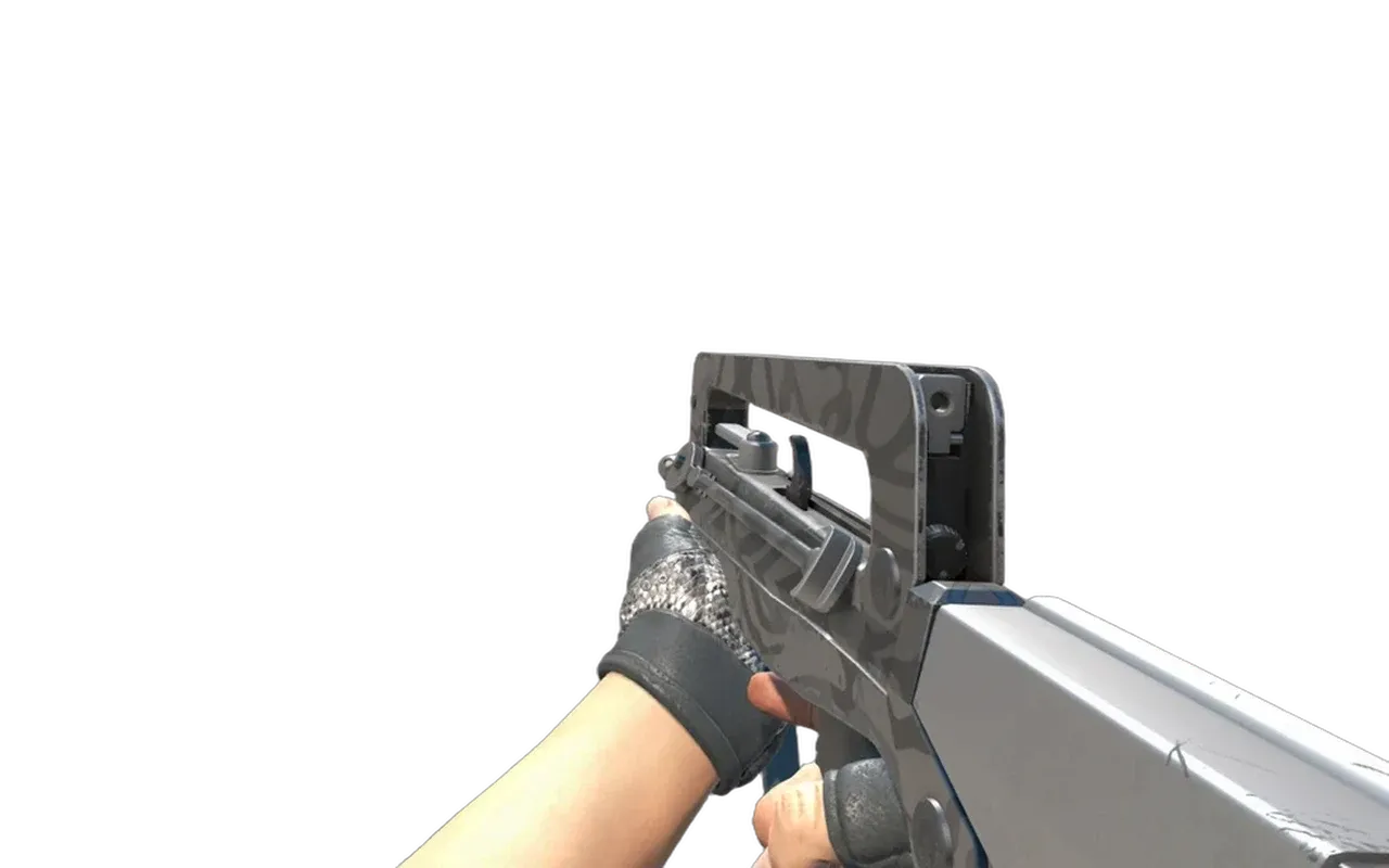 FAMAS Dark Water with Unhinged Broken Fang Gloves CS2 skin combo
