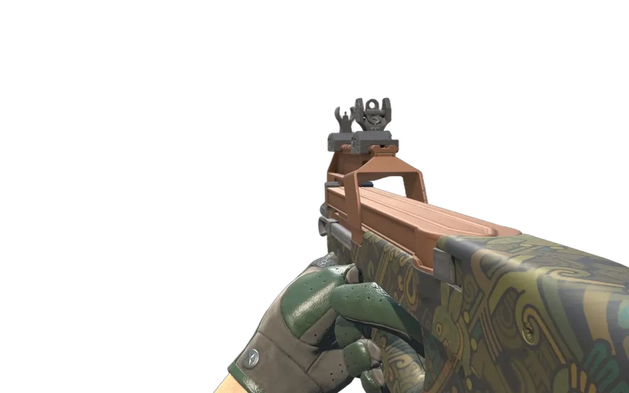 P90 Ancient Earth with Racing Green Driver Gloves CS2 skin combo