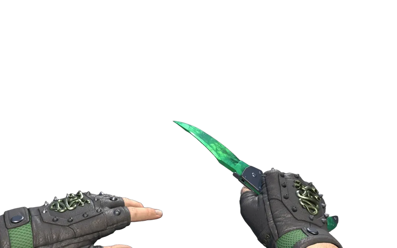 Falchion Knife Gamma Doppler Emerald with Emerald Hydra Gloves CS2 skin combo